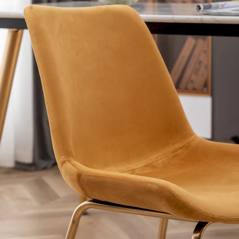 Modern Velvet Dining Chairs Set of 2 - Gold Metal Legs, High-Density Foam Padded, 4 Colors Available