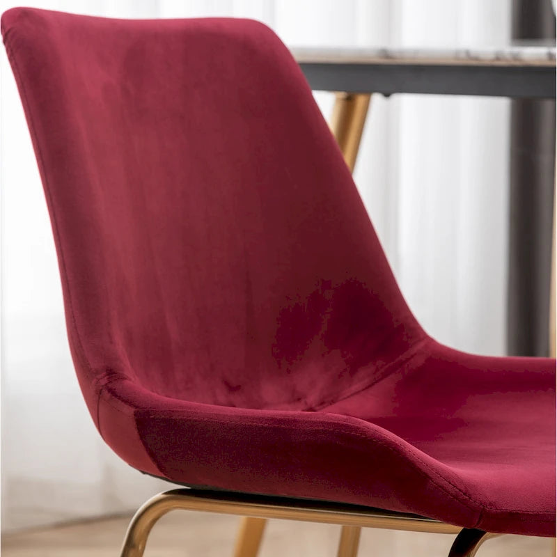 Modern Velvet Dining Chairs Set of 2 - Gold Metal Legs, High-Density Foam Padded, 4 Colors Available