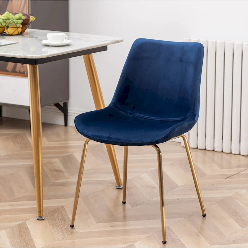 Modern Velvet Dining Chairs Set of 2 - Gold Metal Legs, High-Density Foam Padded, 4 Colors Available