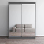 Modern Mirrored 2-Door Wardrobe Armoire - High-Gloss Finish, 6 Shelves, Hanging Rod - 47"W x 79"H Contemporary Storage
