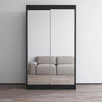 Modern Mirrored 2-Door Wardrobe Armoire - High-Gloss Finish, 6 Shelves, Hanging Rod - 47"W x 79"H Contemporary Storage