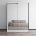 Modern Mirrored 2-Door Wardrobe Armoire - High-Gloss Finish, 6 Shelves, Hanging Rod - 47"W x 79"H Contemporary Storage