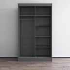 Modern Mirrored 2-Door Wardrobe Armoire - High-Gloss Finish, 6 Shelves, Hanging Rod - 47"W x 79"H Contemporary Storage