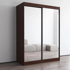 Modern Mirrored 2-Door Wardrobe Armoire - High-Gloss Finish, 6 Shelves, Hanging Rod - 47"W x 79"H Contemporary Storage