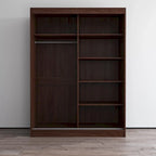 Modern Mirrored 2-Door Wardrobe Armoire - High-Gloss Finish, 6 Shelves, Hanging Rod - 47"W x 79"H Contemporary Storage