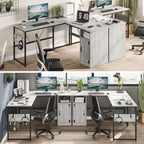 60 Inch L-Shaped Corner Desk with Storage Cabinet & Reversible Shelves for Home Office