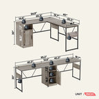 60 Inch L-Shaped Corner Desk with Storage Cabinet & Reversible Shelves for Home Office