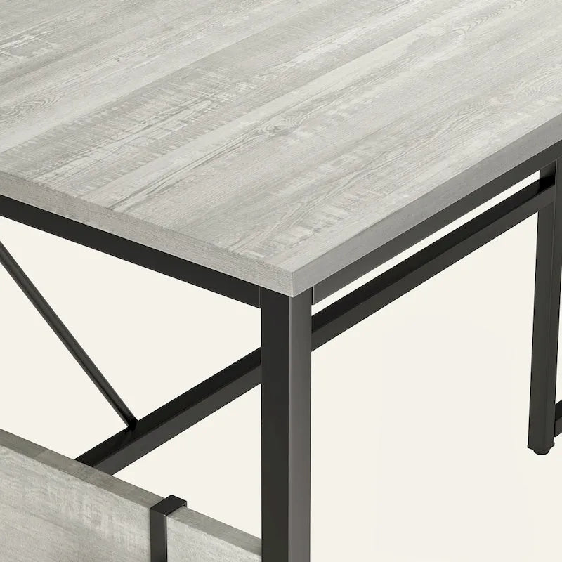 60 Inch L-Shaped Corner Desk with Storage Cabinet & Reversible Shelves for Home Office