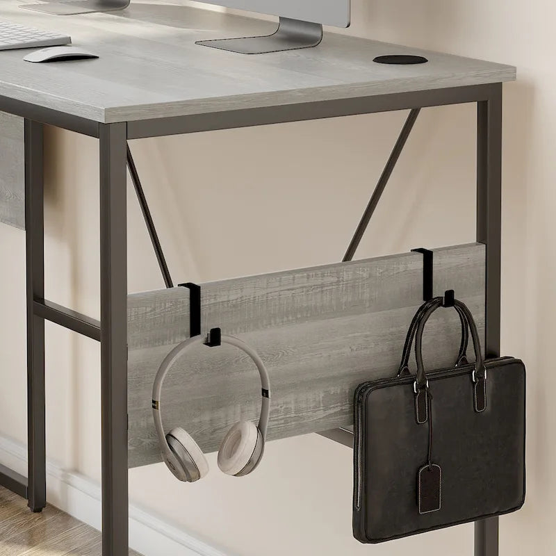 60 Inch L-Shaped Corner Desk with Storage Cabinet & Reversible Shelves for Home Office