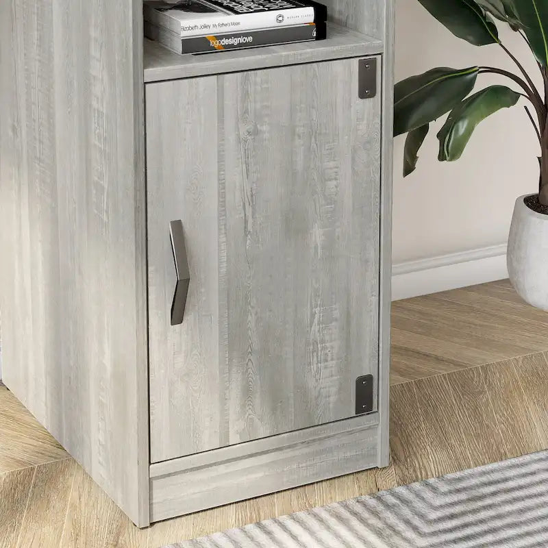 60 Inch L-Shaped Corner Desk with Storage Cabinet & Reversible Shelves for Home Office