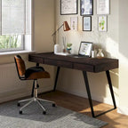 Modern Industrial 54 inch Wide Desk with Keyboard Tray and 2 Drawers - Solid Wood and Metal