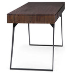 Modern Industrial 54 inch Wide Desk with Keyboard Tray and 2 Drawers - Solid Wood and Metal