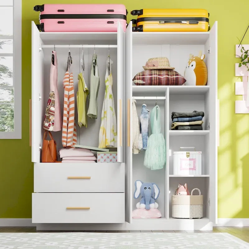 Wardrobe Armoire Freestanding Closet Clothes Storage Cabinet Organizer