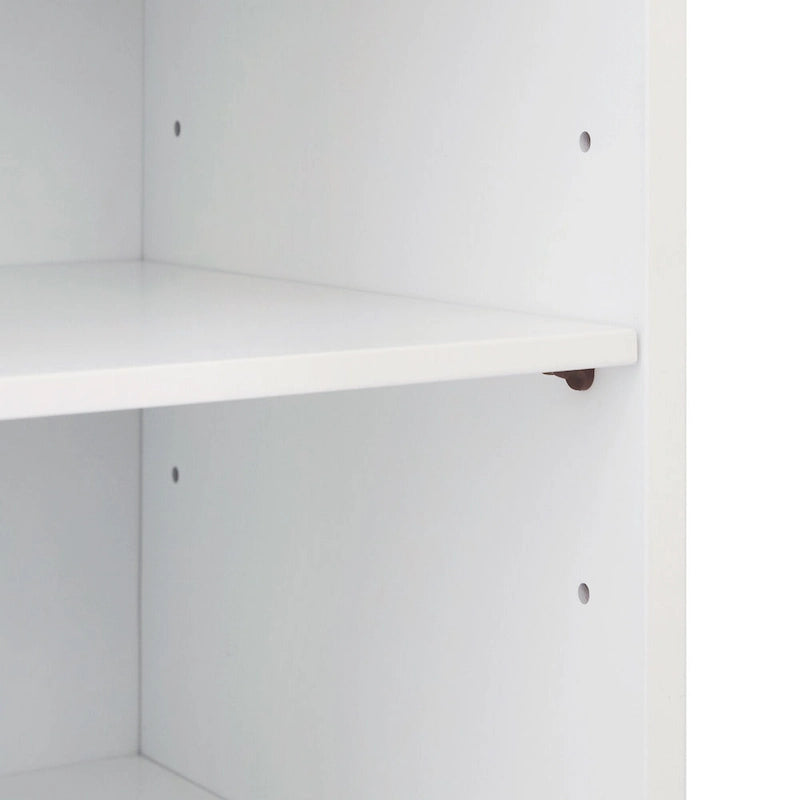 Modern Wooden Floor Storage Cabinet with Glass Door & Drawer - White & Walnut Finish - 13x26x34 inches - Mid-Century Style