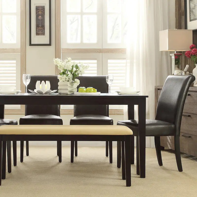 Black Mission-Style Dining Table | Rubberwood | 60" x 36"