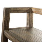 74" Leaning Bookcase with 6 Shelves - Rustic Saddle Brown, White Oak Veneer, Ladder Style Storage