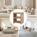 24" Coastal Rattan Side Table with 2 Open Shelves - Natural Grass Rope Weave (19W x 16D x 24H)