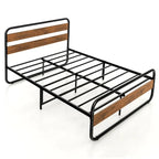 Costway Metal Bed Frame Arc Platform Headboard Footboard Mattress - Black