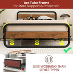 Metal Bed Frame - Full/Queen Size, Arc Platform with Headboard & Footboard, 660lbs Capacity, 13" Under Bed Storage, Black