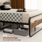 Metal Bed Frame - Full/Queen Size, Arc Platform with Headboard & Footboard, 660lbs Capacity, 13" Under Bed Storage, Black