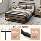 Metal Bed Frame - Full/Queen Size, Arc Platform with Headboard & Footboard, 660lbs Capacity, 13" Under Bed Storage, Black