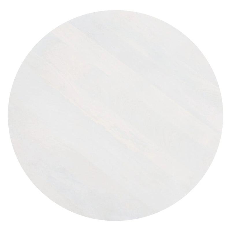 Round Wood Coffee Table 35"W x 35"D x 16"H - Solid Mango Wood - 3 Cylindrical Legs - Sculptural Asymmetrical Design