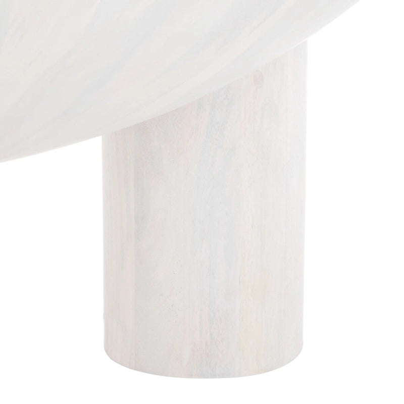 Round Wood Coffee Table 35"W x 35"D x 16"H - Solid Mango Wood - 3 Cylindrical Legs - Sculptural Asymmetrical Design