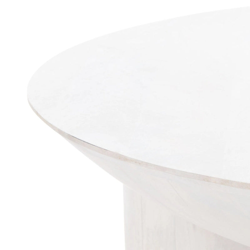 Round Wood Coffee Table 35"W x 35"D x 16"H - Solid Mango Wood - 3 Cylindrical Legs - Sculptural Asymmetrical Design