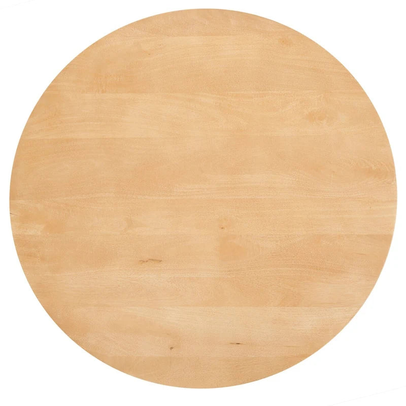 Round Wood Coffee Table 35"W x 35"D x 16"H - Solid Mango Wood - 3 Cylindrical Legs - Sculptural Asymmetrical Design