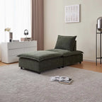 Armless Accent Chair, Single Sofa Couch with Ottoman - Compact Design, Space-Saving Seating for Living Room, Bedroom