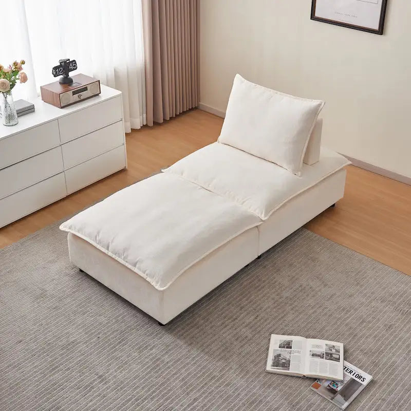 Armless Accent Chair, Single Sofa Couch with Ottoman - Compact Design, Space-Saving Seating for Living Room, Bedroom