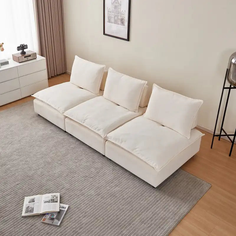 Armless Accent Chair, Single Sofa Couch with Ottoman - Compact Design, Space-Saving Seating for Living Room, Bedroom