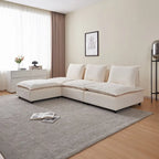 Armless Accent Chair, Single Sofa Couch with Ottoman - Compact Design, Space-Saving Seating for Living Room, Bedroom