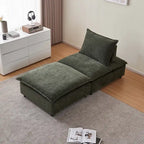 Armless Accent Chair, Single Sofa Couch with Ottoman - Compact Design, Space-Saving Seating for Living Room, Bedroom