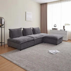 Armless Accent Chair, Single Sofa Couch with Ottoman - Compact Design, Space-Saving Seating for Living Room, Bedroom