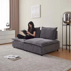 Armless Accent Chair, Single Sofa Couch with Ottoman - Compact Design, Space-Saving Seating for Living Room, Bedroom