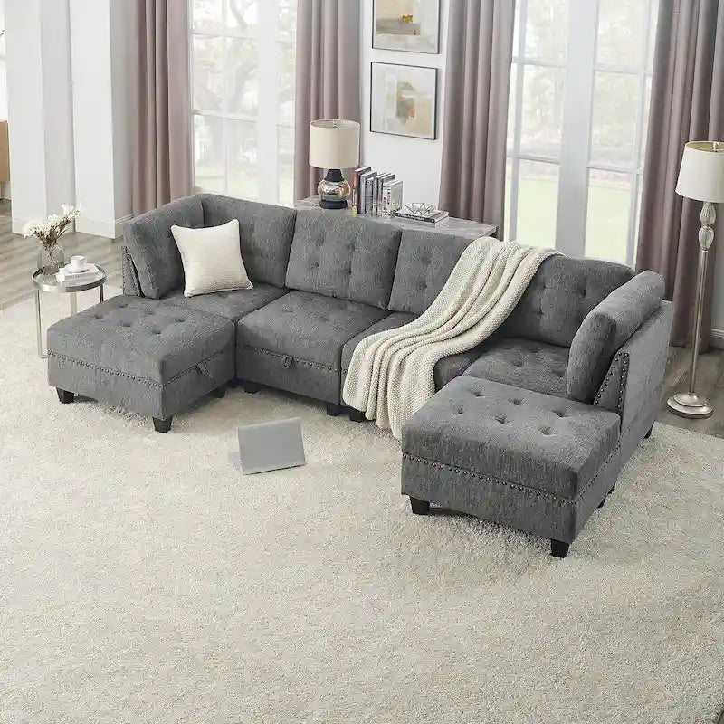 DIY Combination Modular Sectional Sofa, Gray