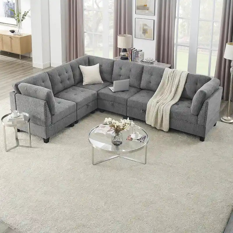 DIY Combination Modular Sectional Sofa, Gray