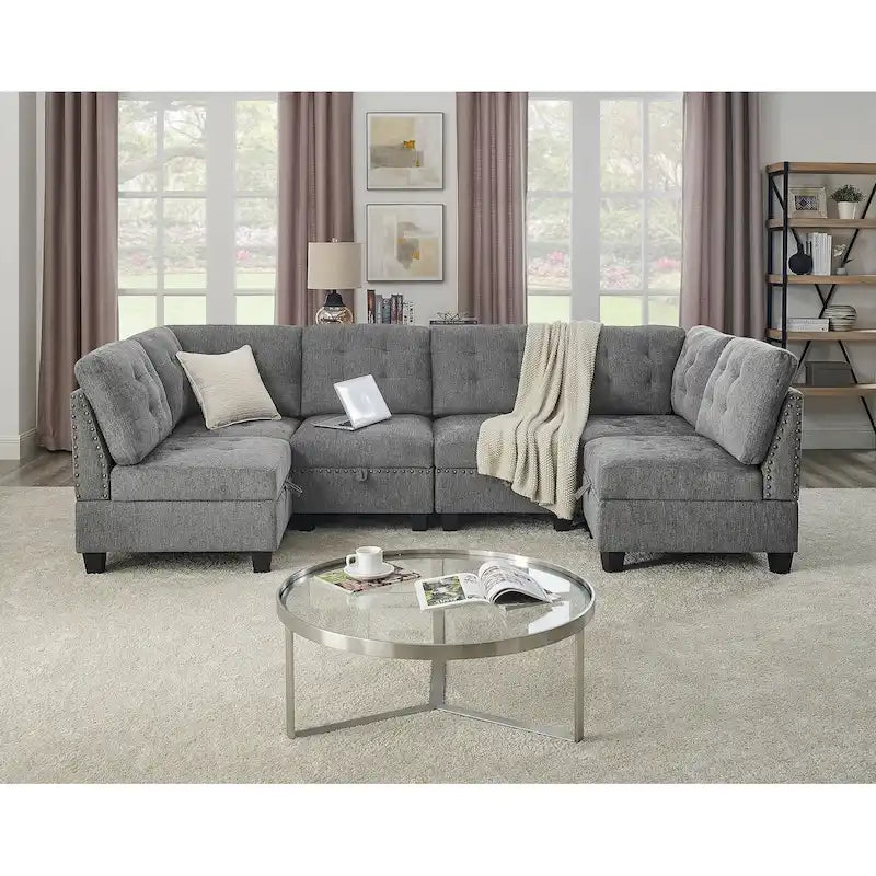 DIY Combination Modular Sectional Sofa, Gray