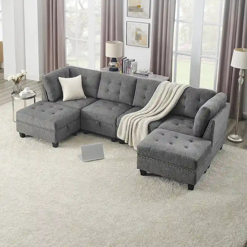 DIY Combination Modular Sectional Sofa, Gray