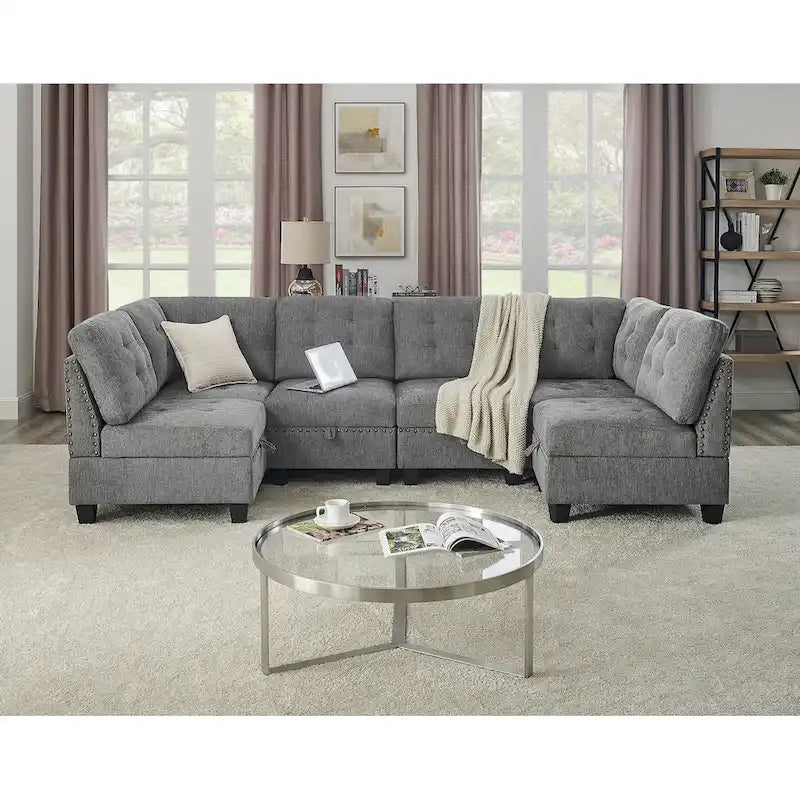 DIY Combination Modular Sectional Sofa, Gray
