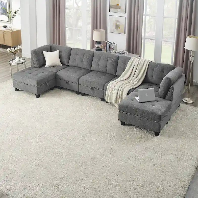 DIY Combination Modular Sectional Sofa, Gray