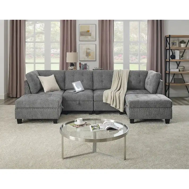 DIY Combination Modular Sectional Sofa, Gray