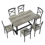 5-Piece Dining Table Set with 4 Chairs - Industrial Style MDF Wood & Steel Frame - Space-Saving Compact Design