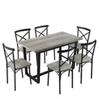 5-Piece Dining Table Set with 4 Chairs - Industrial Style MDF Wood & Steel Frame - Space-Saving Compact Design