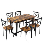 5-Piece Dining Table Set with 4 Chairs - Industrial Style MDF Wood & Steel Frame - Space-Saving Compact Design