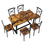 5-Piece Dining Table Set with 4 Chairs - Industrial Style MDF Wood & Steel Frame - Space-Saving Compact Design