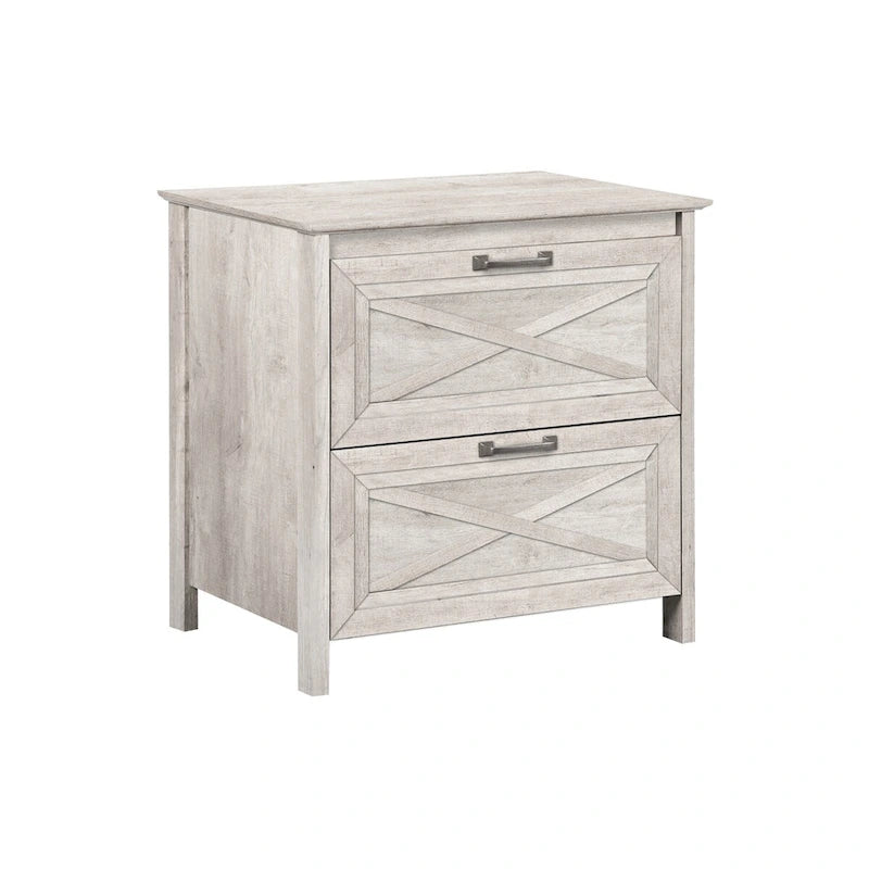 2-Drawer Lateral Filing Cabinet - Washed Gray - Farmhouse Style - Letter/Legal Size - 30"W x 20"D x 29.5"H - Scratch-Resistant