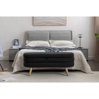 Boucle Fabric Storage Bench with Wood Legs - 48.88"D x 16.93"W x 18.7"H - 300 lbs Capacity - Bedroom Living Room Bench