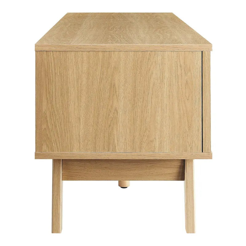 60" TV Stand with Rattan Sliding Doors - Fits up to 65" TVs, 192 lbs Capacity, Cable Management - Modern Media Console